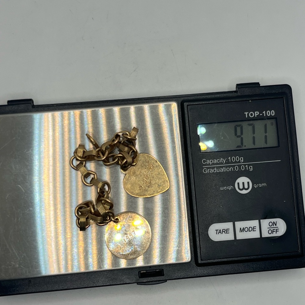 1950’s 12k gold filled charm bracelet w 2 engraved charms vintage chain - Picture 15 of 15